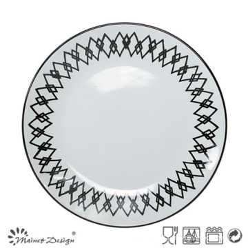 Lozenge Design Black and White Dinner Plate